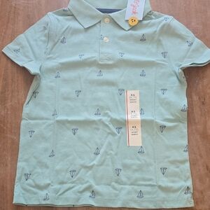 Cat & Jack Boys Teal Blue Polo with Sailboats